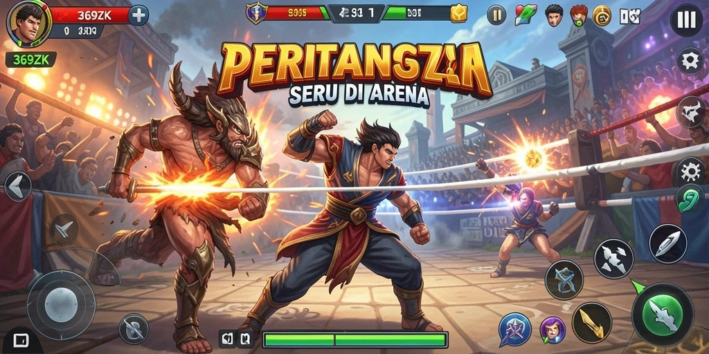 Tangkapan layar pertarungan seru di 369ZK dengan grafis menawan.