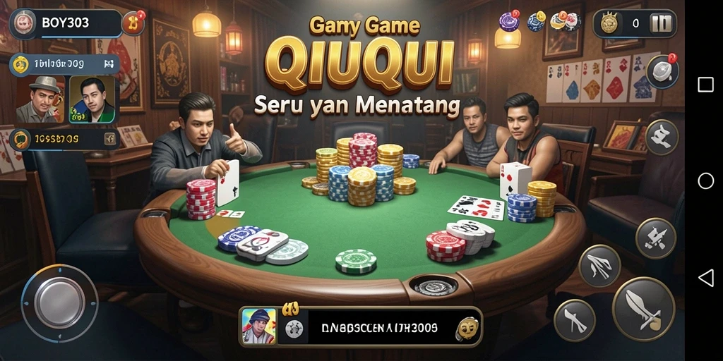 Screenshot BOY303 menunjukkan permainan QiuQiu yang dinamis dan seru.