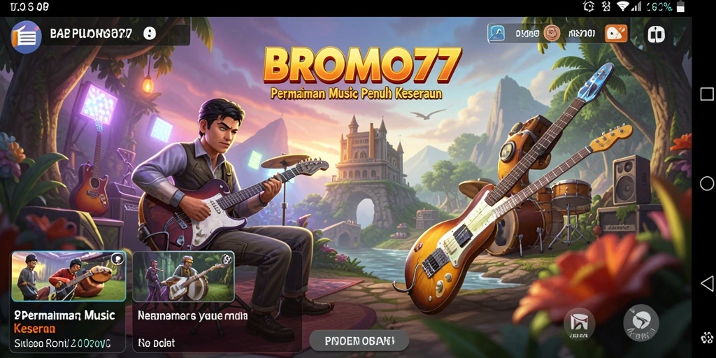 Screenshot gameplay BROMO77 dengan visual menarik dan lagu-lagu seru.
