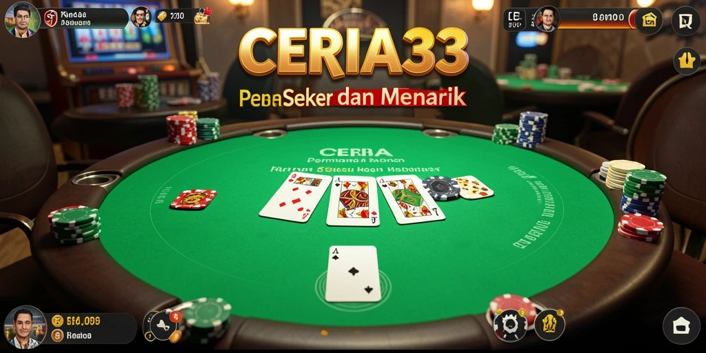 Screenshot CERIA33 menampilkan suasana permainan poker yang seru dan interaktif.