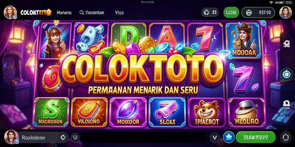 Tampilan gameplay Slot COLOKTOTO yang seru dan penuh warna.