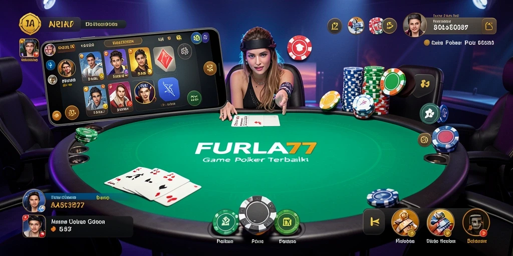 Screenshot gameplay FURLA77 menampilkan aksi poker yang seru.