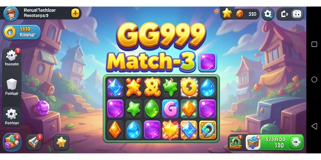 Tangkapan layar GG999 menampilkan gameplay Match-3 yang menarik dan penuh warna.