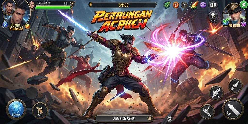 Screenshot menampilkan aksi mendebarkan dalam gameplay GN168.