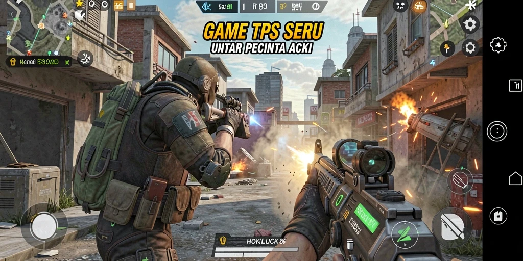 Tampilan dinamis gameplay HOKILUCK dengan karakter dalam aksi.