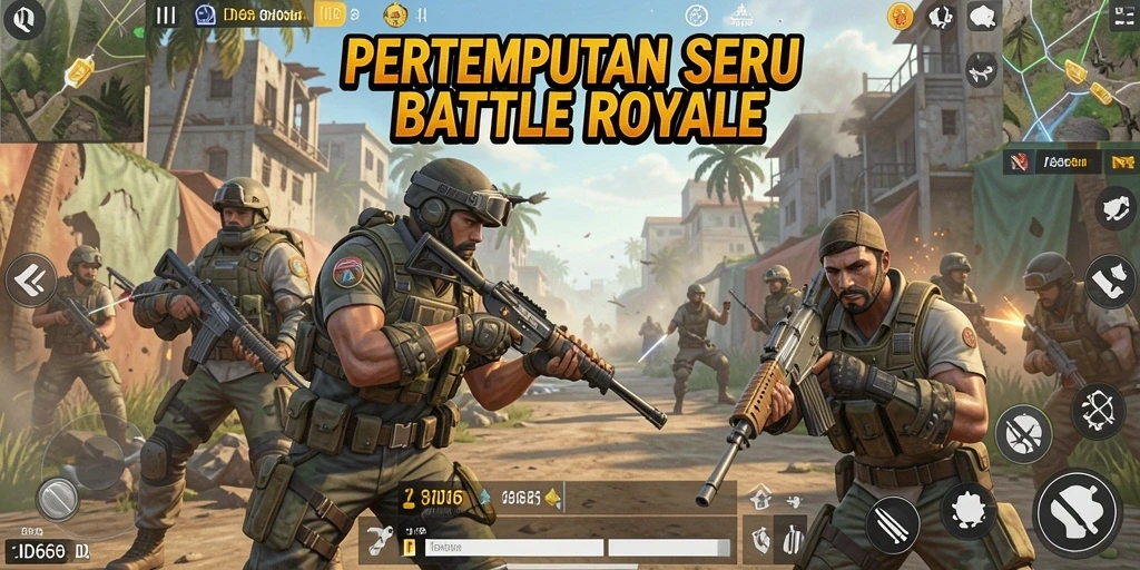 Screenshot ID66 menampilkan aksi pertempuran mendebarkan di arena Battle Royale.