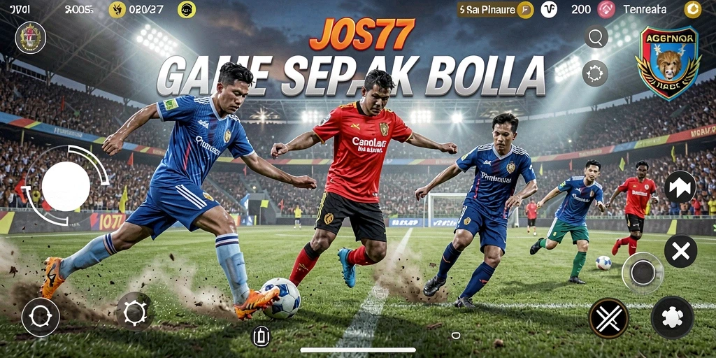 Screenshot gameplay JOS77 menampilkan aksi sepak bola seru.