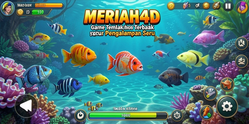 Screenshot gameplay MERIAH4D menampilkan aksi menembak ikan yang mendebarkan.