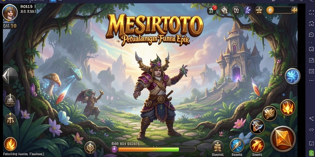Tangkapan layar menunjukkan aksi seru dalam gameplay RPG MESIRTOTO.