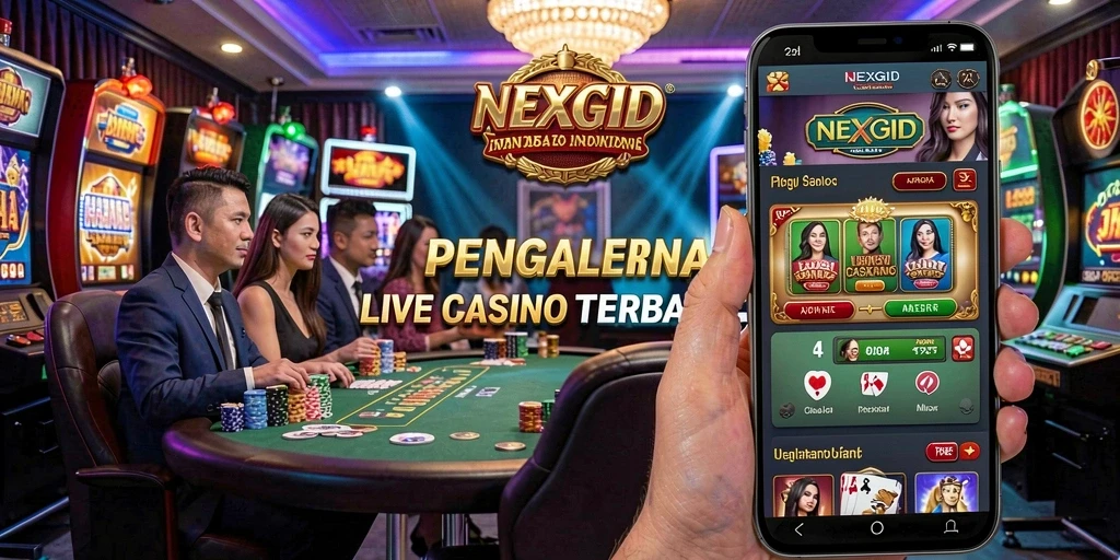 Gameplay langsung di NEXGID menampilkan dealer profesional dan suasana kasino.