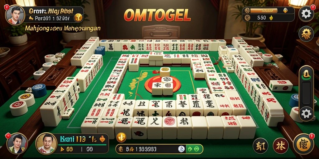 Gameplay menarik dalam OMTOGEL dengan desain tile Mahjong yang cantik.