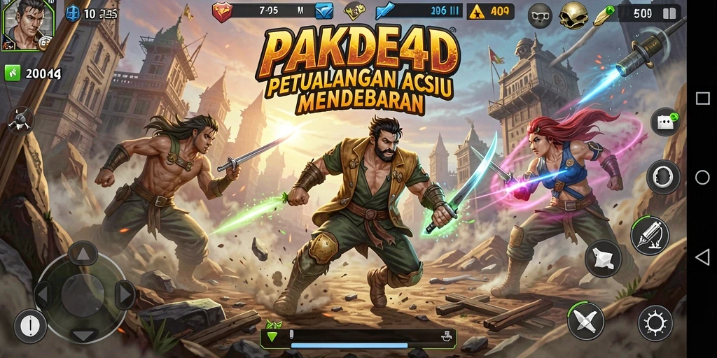 Tampilan gameplay PAKDE4D dengan aksi seru dan intens.
