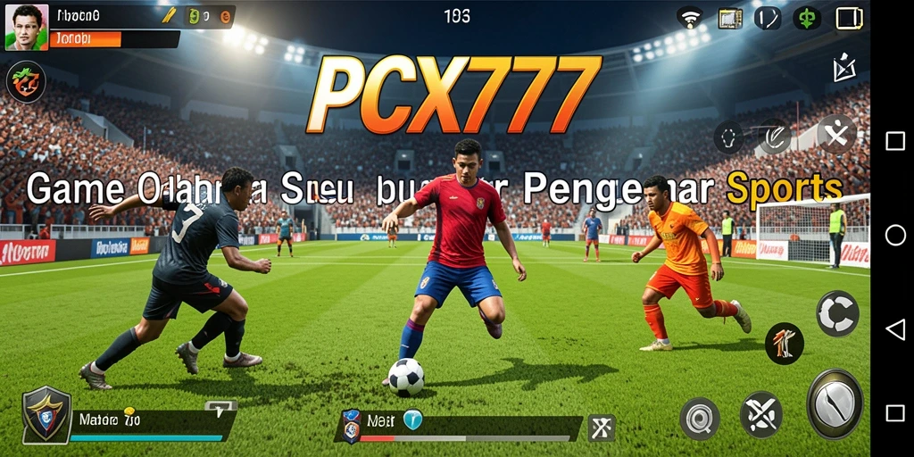 Screenshot utama PCX777 menampilkan momen intens dalam permainan olahraga.