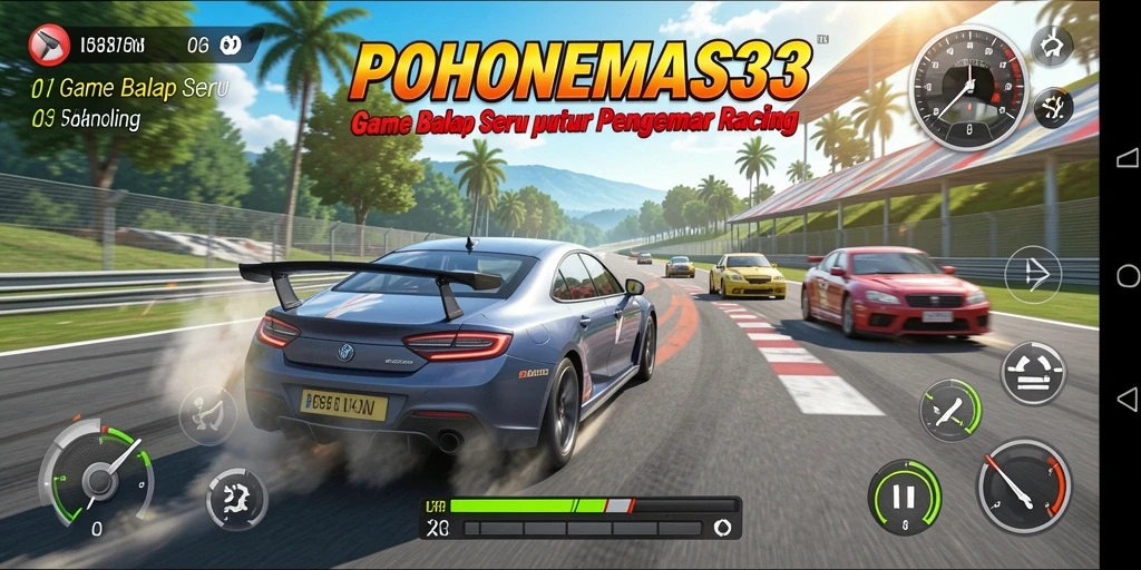 Screenshot menampilkan balapan seru dalam POHONEMAS33.