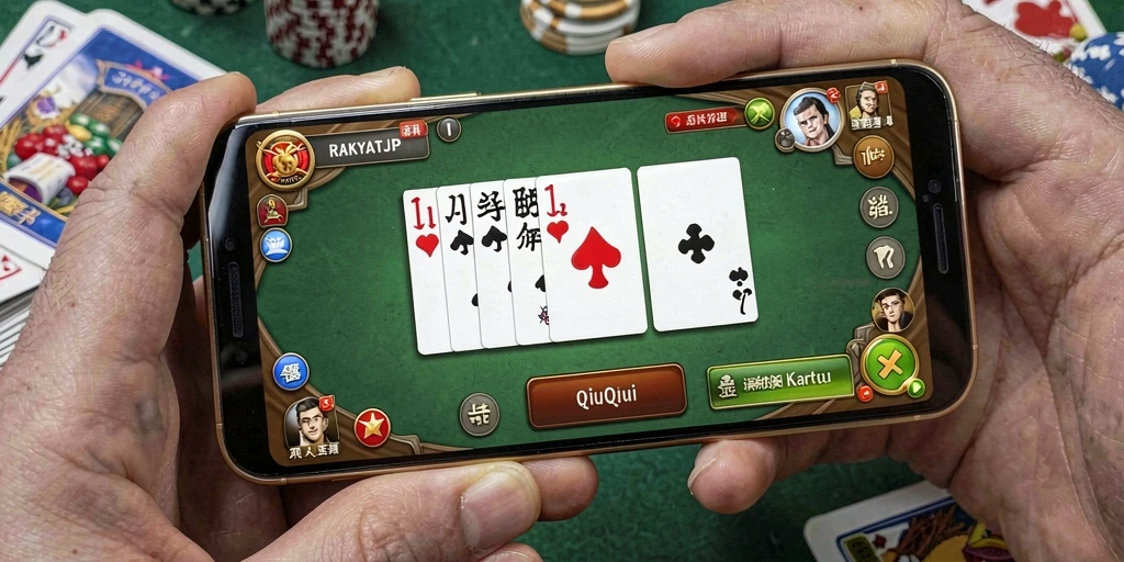 Screenshot gameplay menunjukkan keseruan memainkan QiuQiu di RAKYATJP.