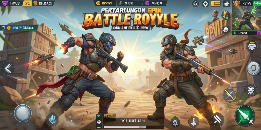 Screenshot menampilkan aksi seru pertarungan Battle Royale di RPVIP7.