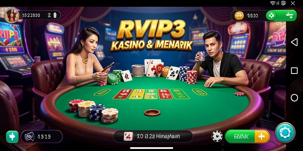 Screenshot utama RVIP3 menunjukkan grafis menarik dan gameplay Kasino yang menegangkan.